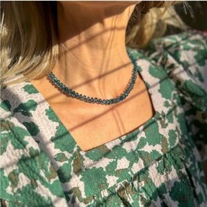 THML Floral Short Flutter Sleeve Square Neck Blouse Top Green/White Womens M